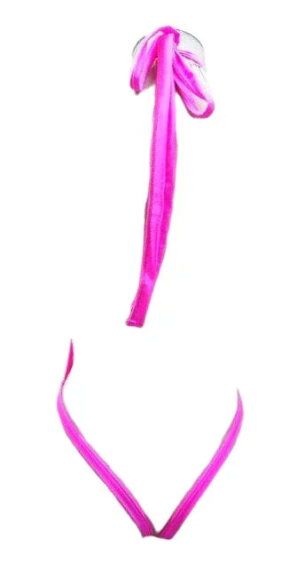 Escante Jeweled Hi Neck Halter Teddy Bodysuit Neon Pink One Size