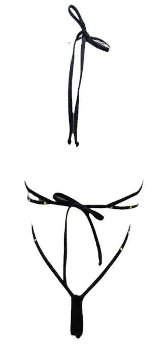 Escante Jeweled Glow Dot Sling Bodysuit Black One Size