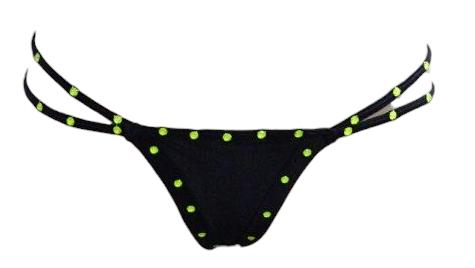 Escante Jeweled Glow Dot Strappy Side Thong Black One Size