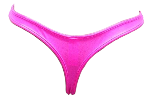 Escante Hi Neck Jeweled Cut Out Front Thong Neon Pink One Size
