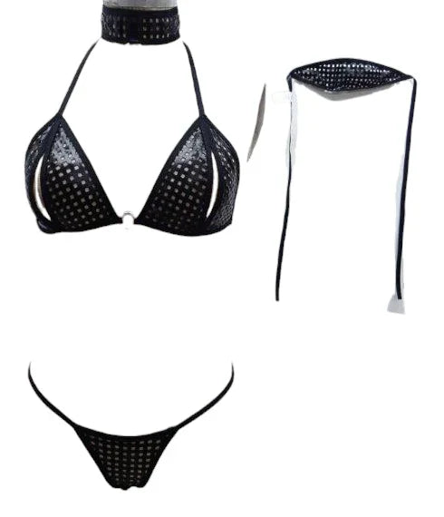 Escante Boxed 3 PC Sex Goddess Flame Choker Set with Ring Detail Black One Size