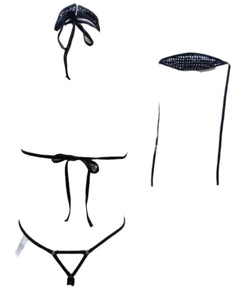 Escante Boxed 3 PC Sex Goddess Flame Choker Set with Ring Detail Black One Size