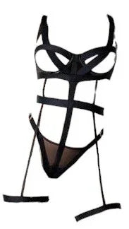 Mapale Underwire Cup Bodysuit with Elastic Design and Adjustable Crotch Black