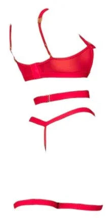 Mapale Underwire Cup Bodysuit with Elastic Design and Adjustable Crotch Red