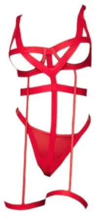 Mapale Underwire Cup Bodysuit with Elastic Design and Adjustable Crotch Red