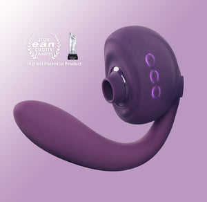 Tracy's Dog OG3 Detachable Clitoral 3-N-1 Poseable Pleasure Air Dual Sucking Vibrator Purple