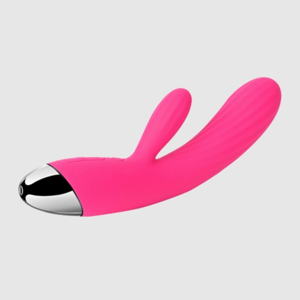 Svakom Angel Silicone Flexible Dual Motor Heating Rabbit Vibrator Plum Red/Silver