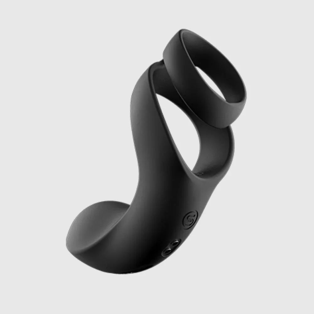 Svakom Benedict Silicone Double Ring Perinium Stimulator Penis Ring Black