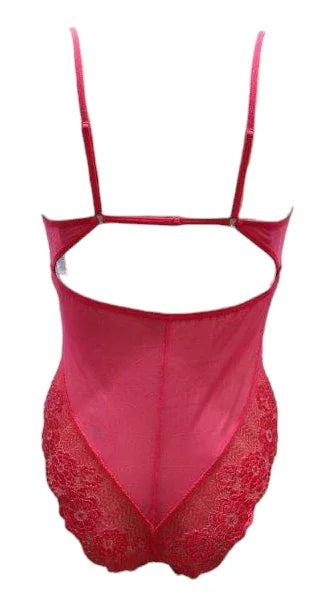 Escante Lace & Mesh Strappy Teddy Papaya