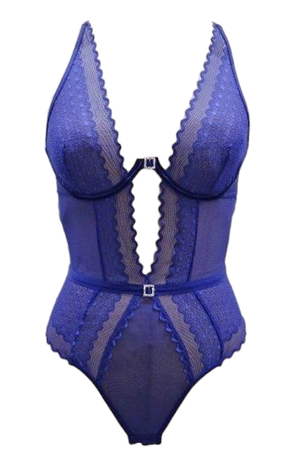Escante Jeweled Front Underwire Cup Belted Teddy Midnight Blue