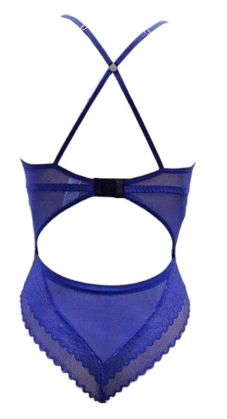 Escante Jeweled Front Underwire Cup Belted Teddy Midnight Blue