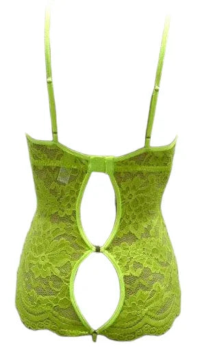 Escante HI Neck Lace Underwire Cup Teddy Lemon Lime
