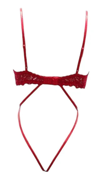 Escante Mix & Match Lace Open Back Teddy with Underwire Cups Red