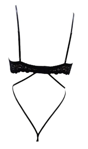 Escante Mix & Match Lace Open Back Teddy with Underwire Cups Black