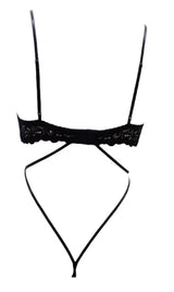 Escante Mix & Match Lace Open Back Teddy with Underwire Cups Black