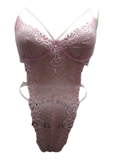 Escante Mix & Match Lace Open Back Teddy with Underwire Cups Pink