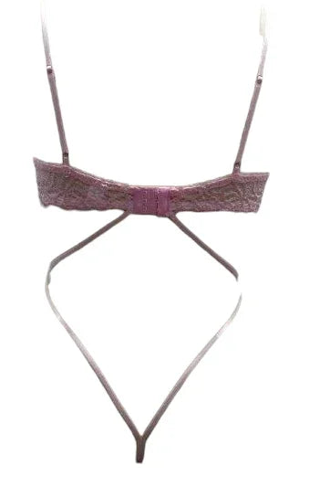 Escante Mix & Match Lace Open Back Teddy with Underwire Cups Pink