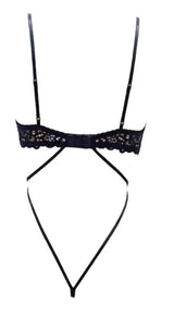 Escante Mix & Match Lace Open Back Teddy with Underwire Cups Black