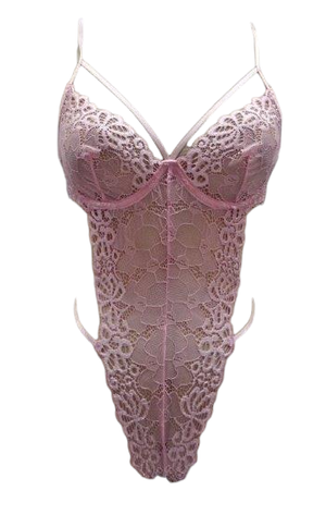 Escante Mix & Match Lace Open Back Teddy with Underwire Cups Pink