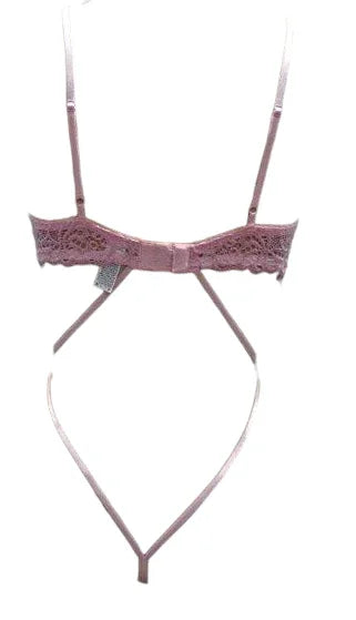Escante Mix & Match Lace Open Back Teddy with Underwire Cups Pink