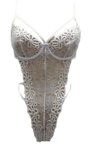 Escante Mix & Match Lace Open Back Teddy with Underwire Cups White