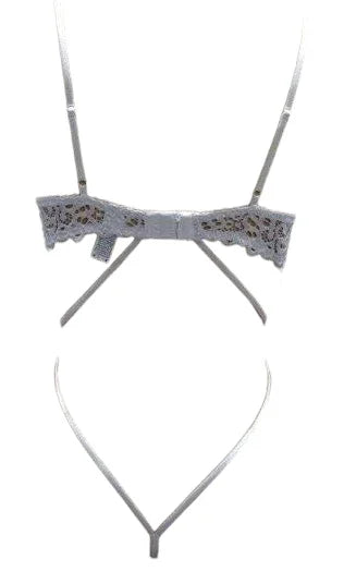 Escante Mix & Match Lace Open Back Teddy with Underwire Cups White