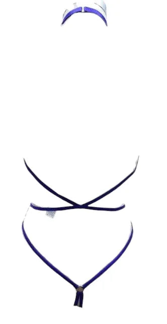 Escante Boxed Strappy Underboob & Crotchless Teddy Midnight Purple One Size