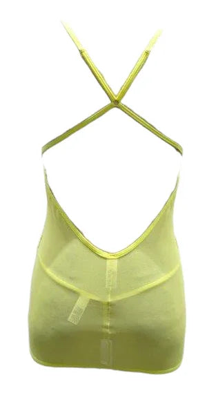 Escante Lace & Mesh Front Cutout Chemise with Criss Cross Back Lemonade