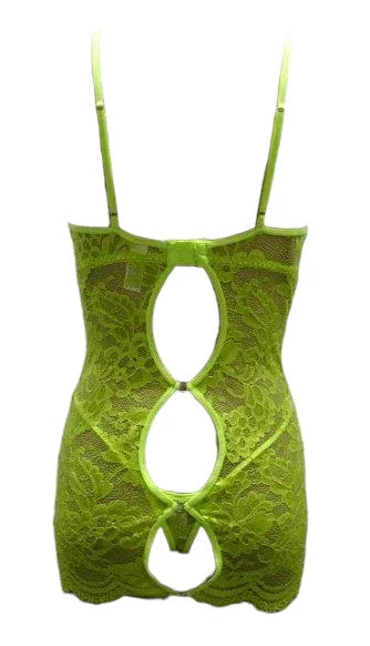 Escante Hi Neck Lace Chemise with Underwire Cup Lemonade