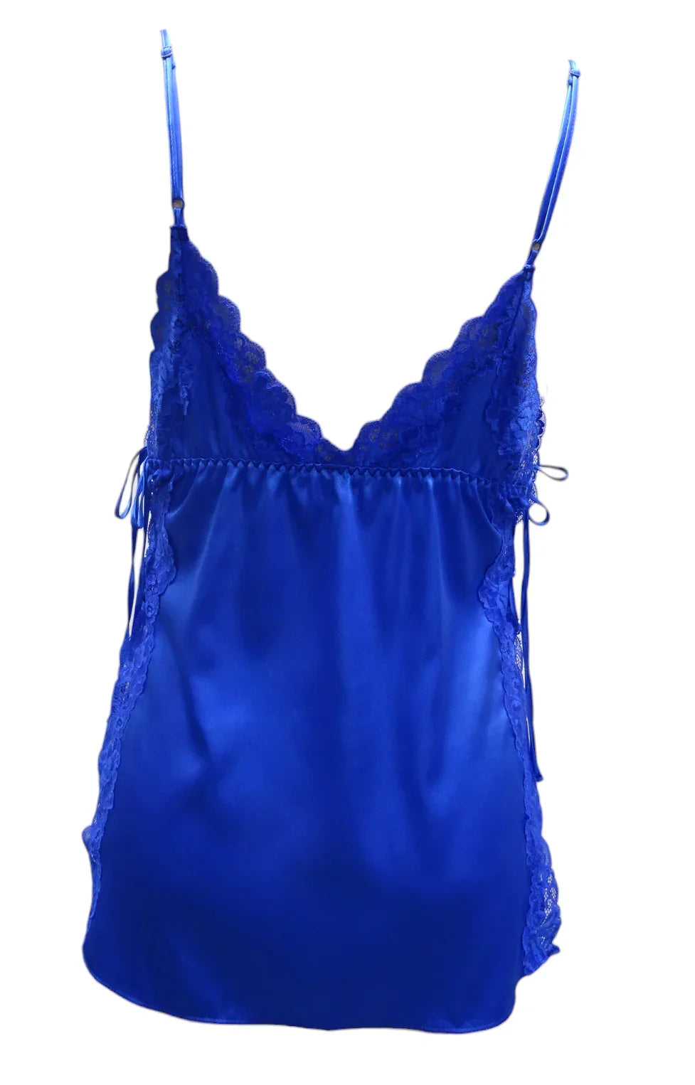 Escante Woven Satin Lace Up Side Babydoll Royal Blue