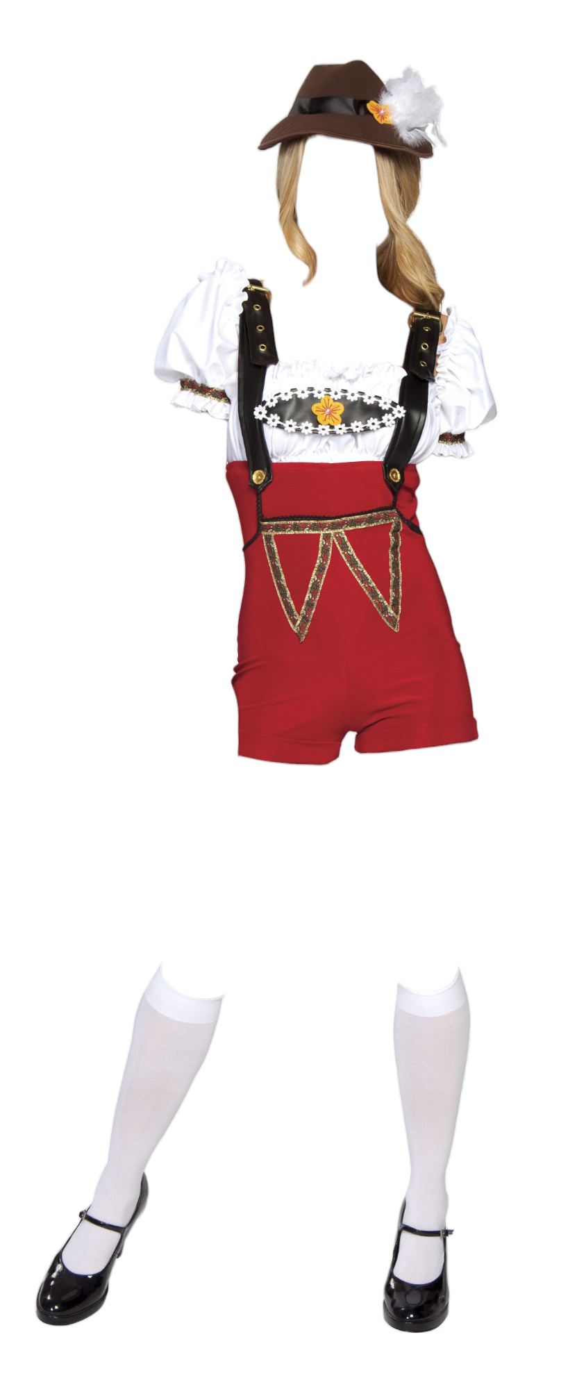 Roma Costume 4 PC Beer Stein Babe High Rise Romper Costume Red/White
