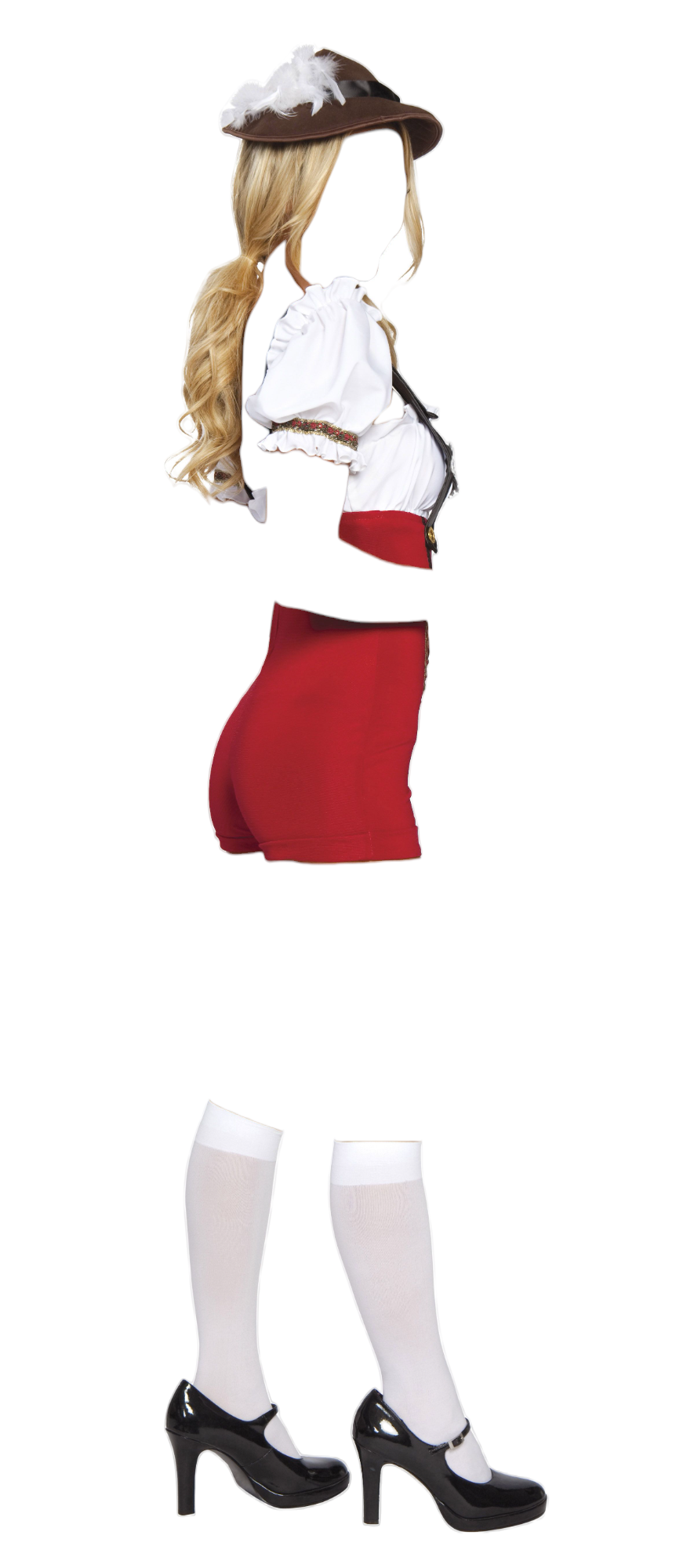Roma Costume 4 PC Beer Stein Babe High Rise Romper Costume Red/White