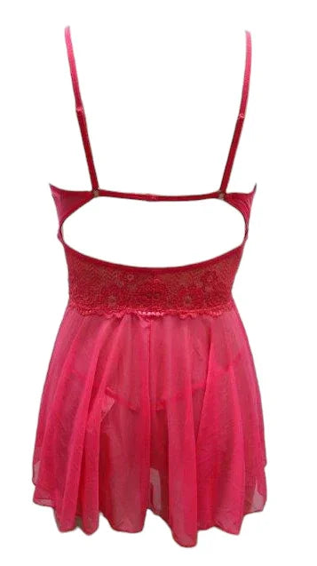 Escante Lace and Mesh Babydoll with G-String Papaya