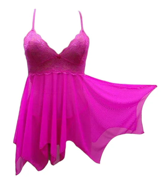 Escante Handkerchief Cut Babydoll with G-String Pink