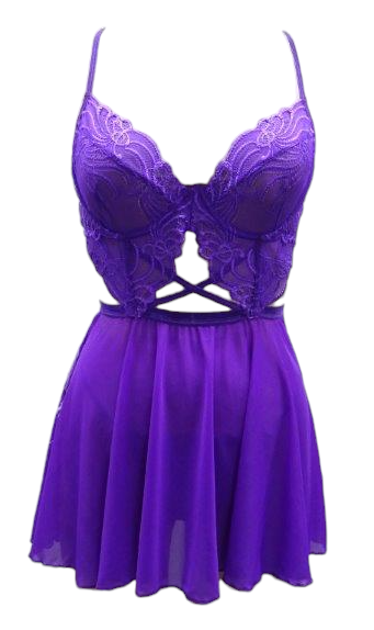 Strappy Underwire Chemise - Lace Fuchsia