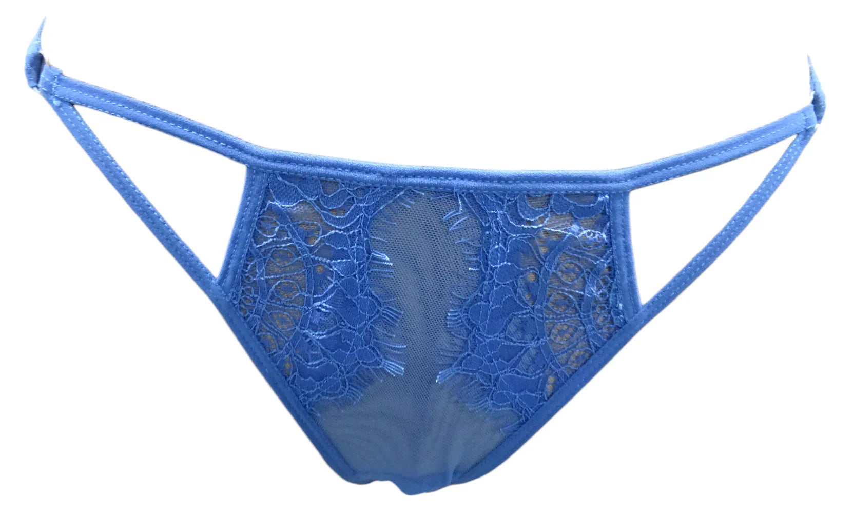 Escante Eyelash Lace & Mesh Underwire Cup Babydoll with Strappy Cups and Panty Dusty Blue