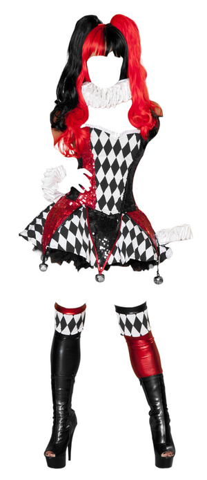 Roma Costume 3 PC Court Jester Cutie Black/Red/White