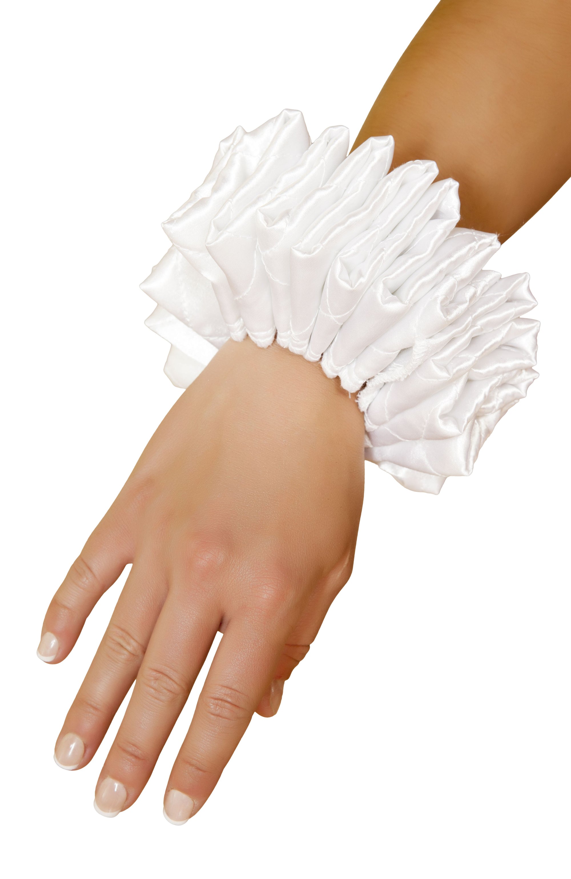 Roma Costume Ruffled Wrist Cuffs White One Size