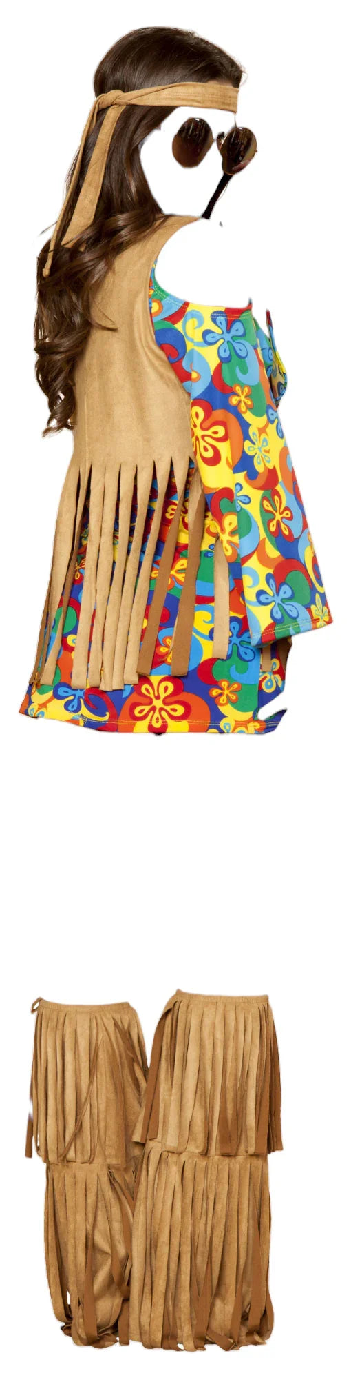 Roma Costume 3 PC Hippie Hottie Fringe Dress Costume Multi-Color