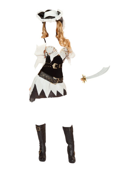 Roma Costume 5 PC Sexy Shipwrecked Sailor Costume Black/White