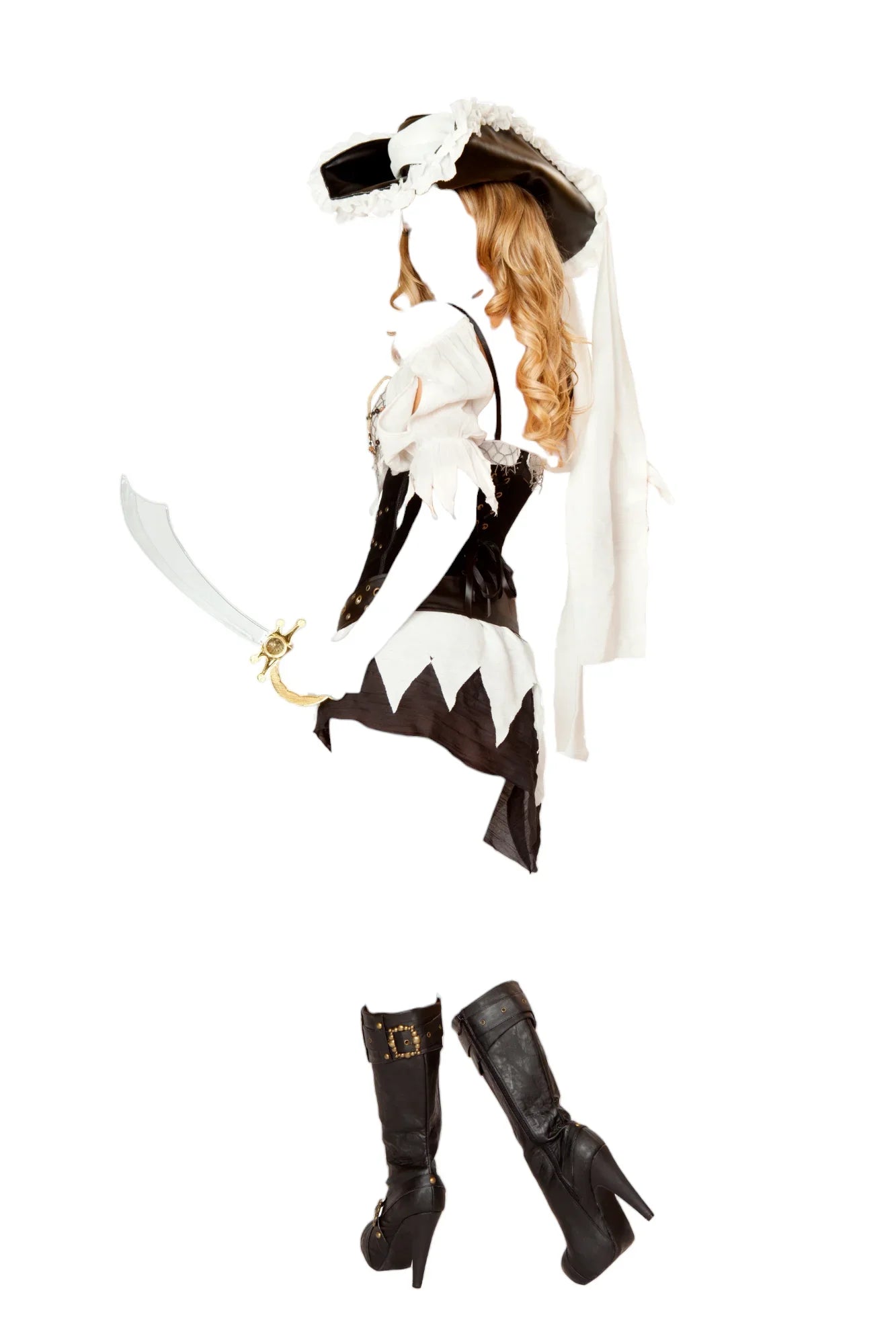 Roma Costume 5 PC Sexy Shipwrecked Sailor Costume Black/White