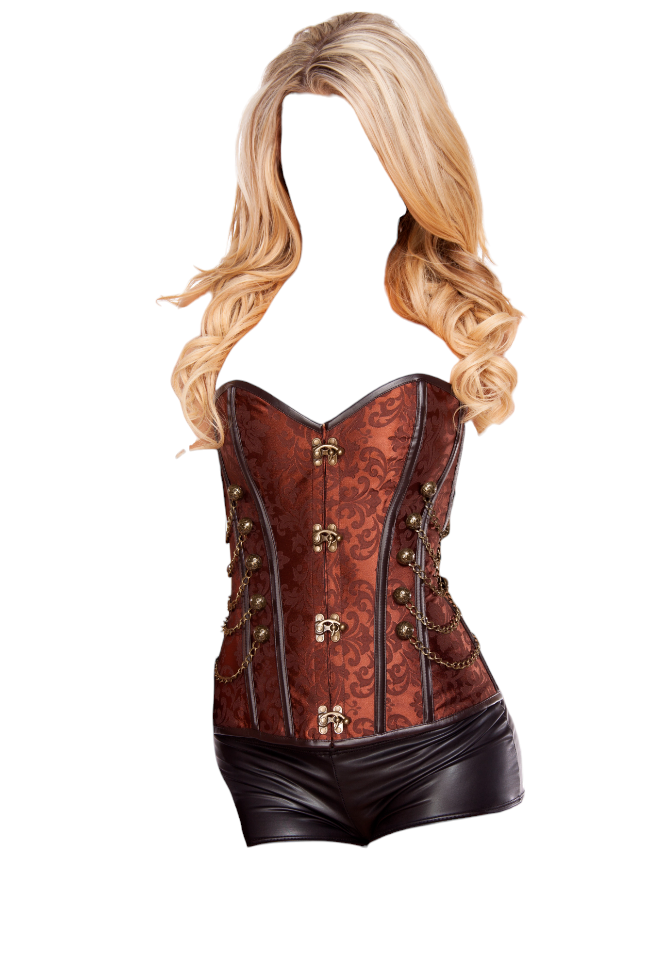 Roma Costume Elegant Corset With Front Clasp Brown/Bronze
