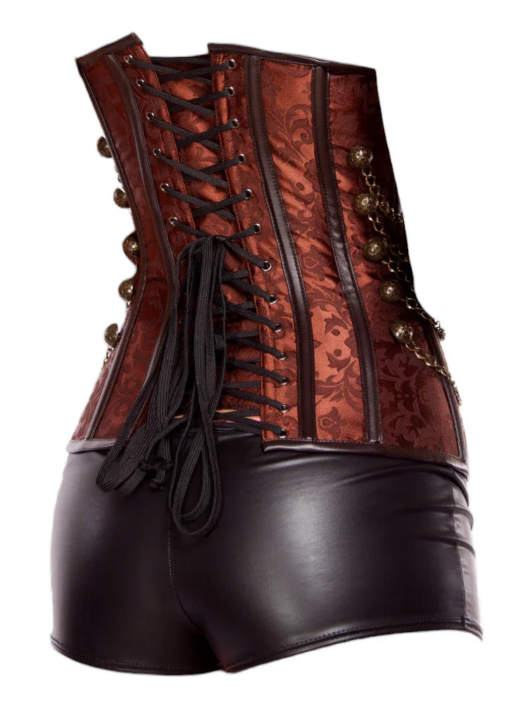 Roma Costume Elegant Corset With Front Clasp Brown/Bronze