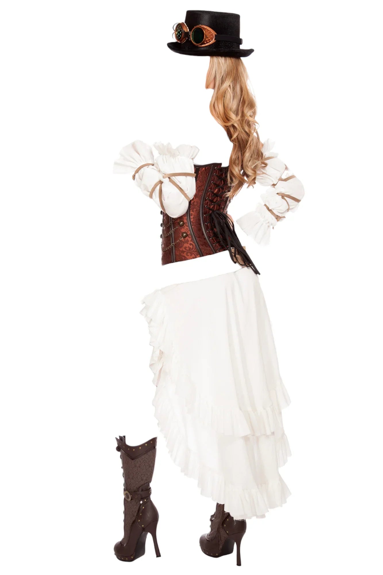 Roma Costume 7 PC Sexy Steampunk Babe Brown/White