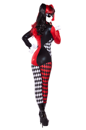 Roma Costume 2 PC Villianous Vixen Wetlook Catsuit & Mask Set Costume Red/Black