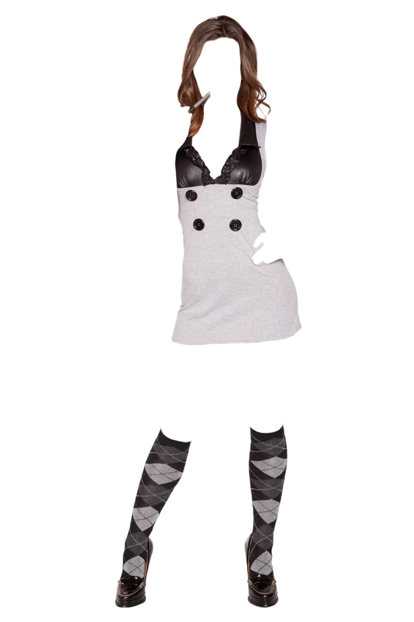 Roma Costume 1 PC Sultry Detention Diva Black/Grey