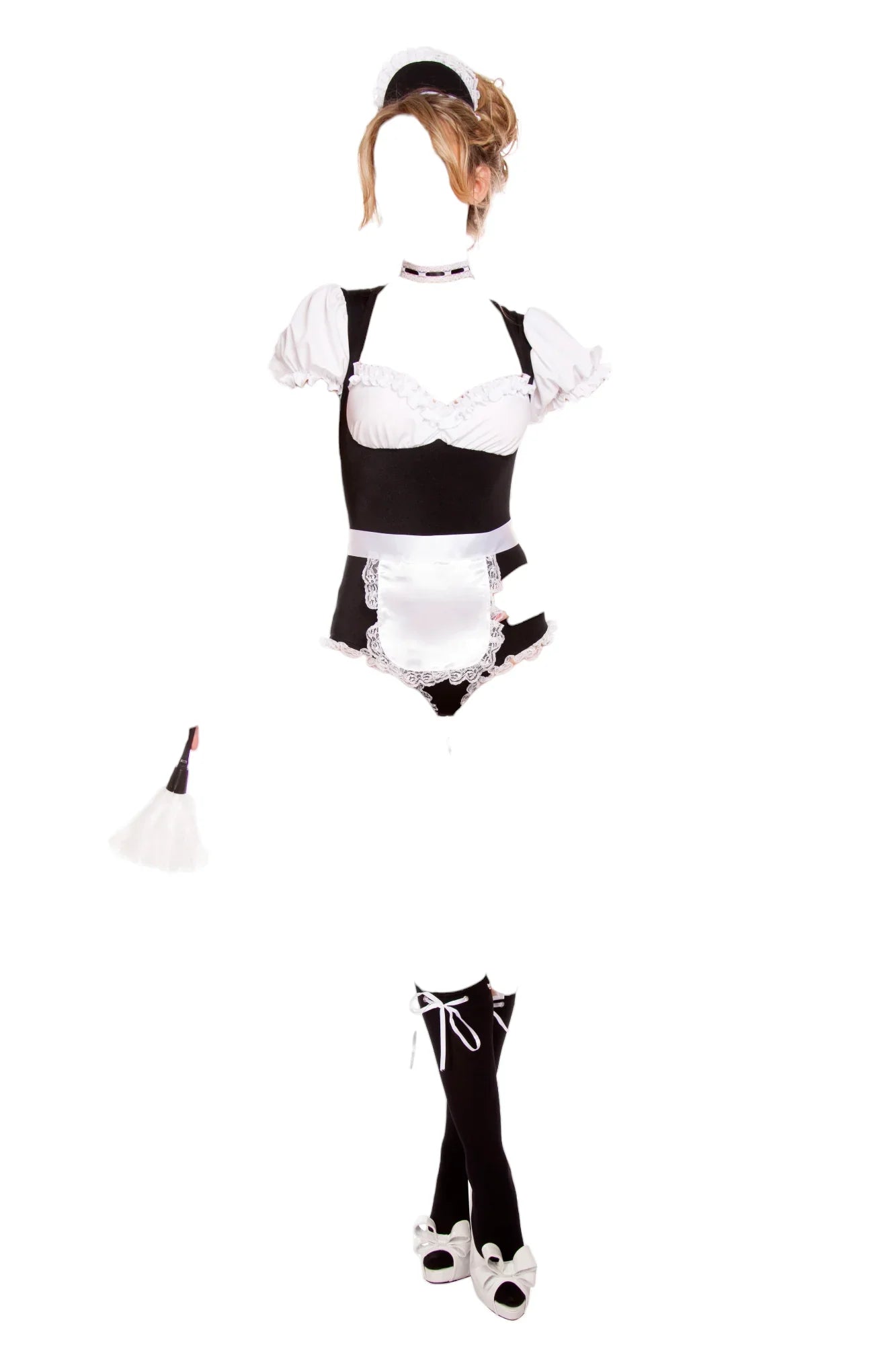 Roma Costume 4 PC Foxy Cleaning Maiden Black/White