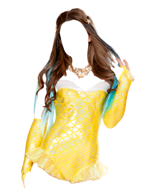 Roma Costume 1 PC Yellow Mermaid Romper with Fins Yellow/Silver