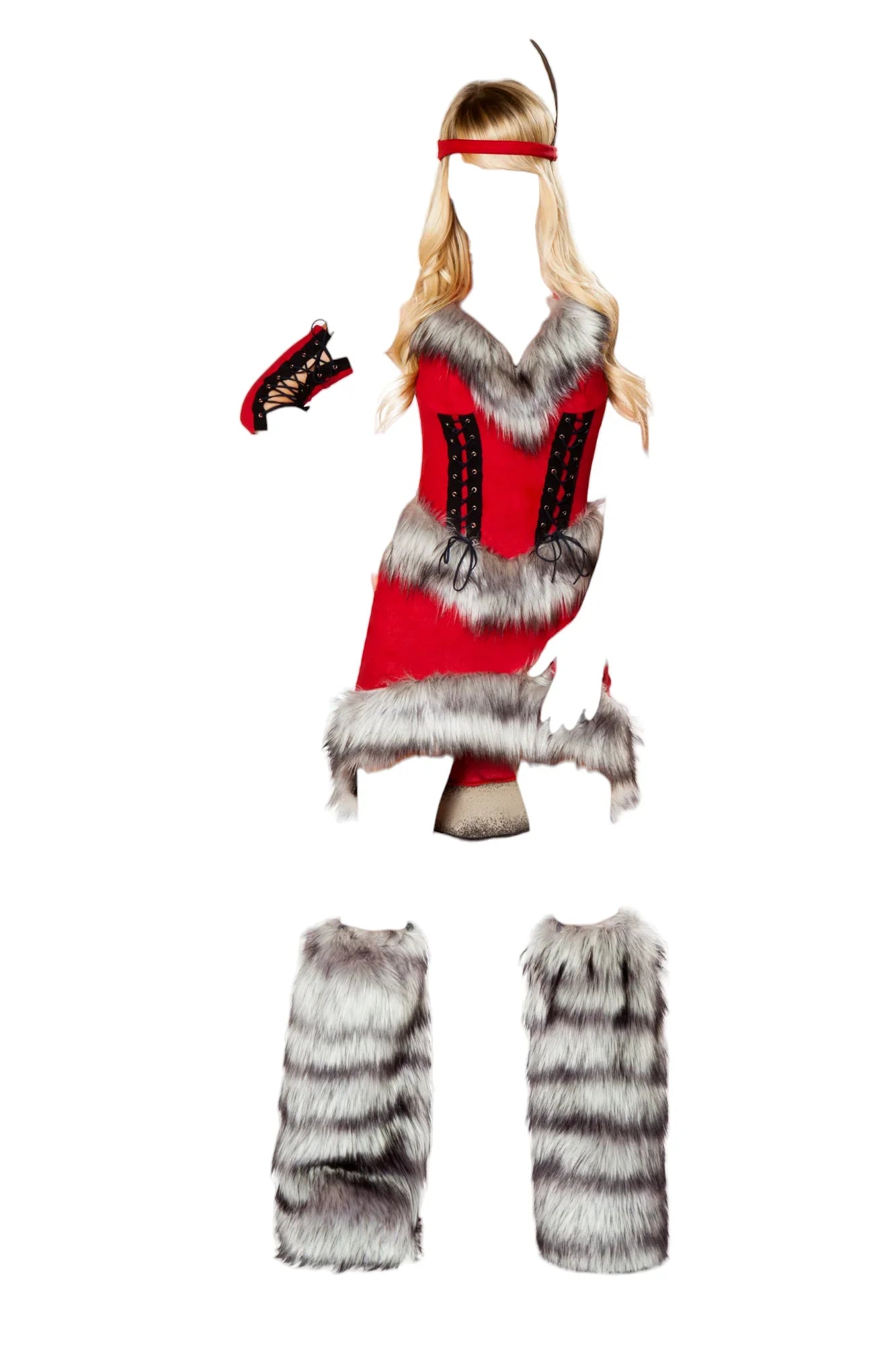 Roma Costume 3 PC Native American Babe Red