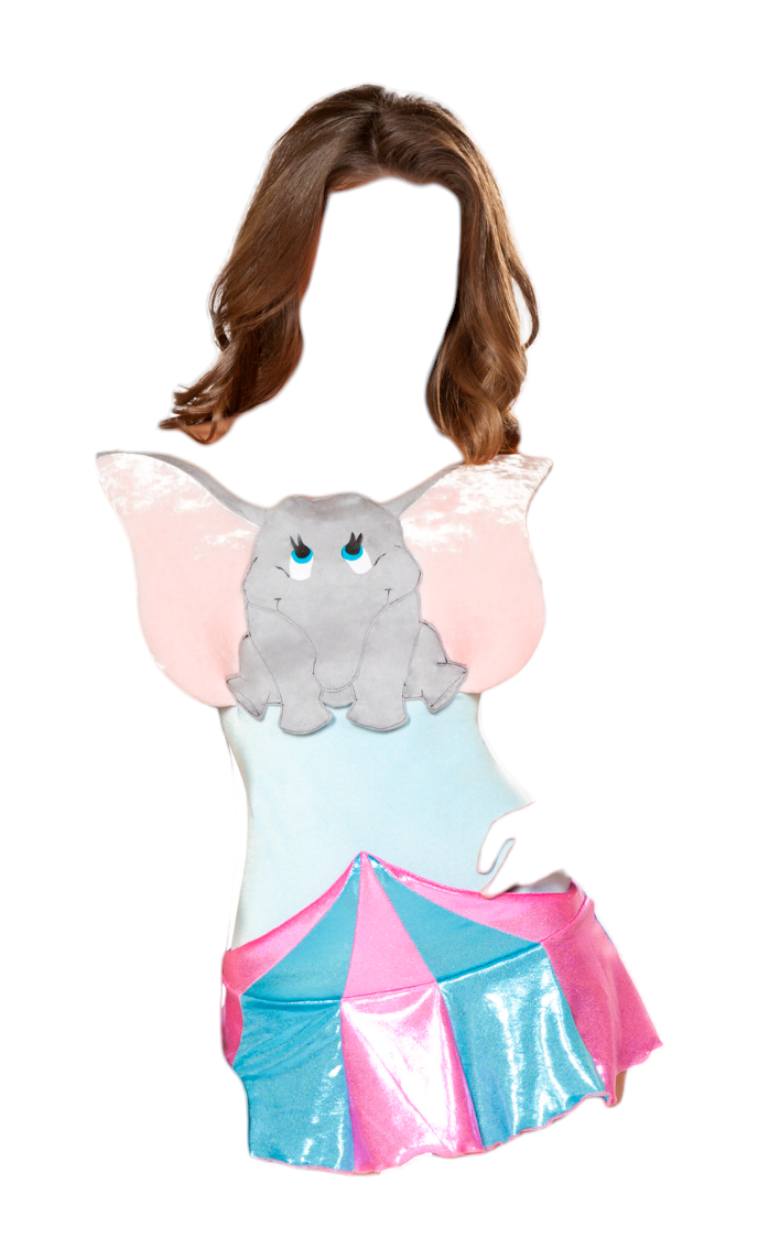 Roma Costume 2 PC Circus Elephant Romper with Pull Over Skirt Blue/Pink/Grey